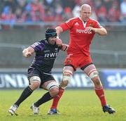 12 December 2010; The incident between Munster's Paul O'Connell and Ospreys' Jonathan Thomas which led to Paul O'Connell being sent off by referee Christophe Berdos. Heineken Cup Pool 3 - Round 3, Munster v Ospreys, Thomond Park, Limerick. Picture credit: Matt Browne / SPORTSFILE