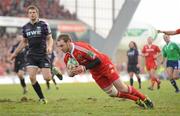 12 December 2010; Johne Murphy, Munster, scores his side's third try. Heineken Cup Pool 3 - Round 3, Munster v Ospreys, Thomond Park, Limerick. Picture credit: Diarmuid Greene / SPORTSFILE