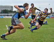 15 December 2010; Fergus Halpin, Newpark Comprehensive, goes over to score his side's fourth try. McMullen Cup Final, Skerries C.C. v Newpark Comprehensive, Donnybrook, Dublin. Picture credit: David Maher / SPORTSFILE