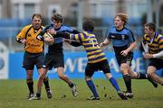 15 December 2010; Evan Thornley, Newpark Comprehensive, in action against Eoghan Fox, Skerries C.C.. McMullen Cup Final, Skerries C.C. v Newpark Comprehensive, Donnybrook, Dublin. Picture credit: David Maher / SPORTSFILE