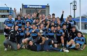 15 December 2010; Newpark Comprehensive players celebrate with the McMullen Cup. McMullen Cup Final, Skerries C.C. v Newpark Comprehensive, Donnybrook, Dublin. Picture credit: David Maher / SPORTSFILE