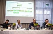 3 November 2017; GPA Ceo Dermot Earley, third from left, speaks alongside, from left, GPA Chairman Séamus Hickey, GPA President David Collins, and GPA Financial Controller Matt Hoban, during the GPA AGM 2017 at Spencer Hotel in Dublin. Photo by Cody Glenn/Sportsfile