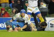 18 December 2010; Sean O'Brien, Leinster, touches down to score his side's third try. Heineken Cup, Pool 2, Round 4, Leinster v ASM Clermont Auvergne, Aviva Stadium, Lansdowne Road, Dublin. Picture credit: Brendan Moran / SPORTSFILE