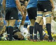 18 December 2010; Napolioni Nalaga, ASM Clermont Auvergne, celebrates after scoring his side's first try. Heineken Cup, Pool 2, Round 4, Leinster v ASM Clermont Auvergne, Aviva Stadium, Lansdowne Road, Dublin. Photo by Sportsfile