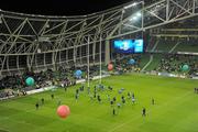 18 December 2010; A general view of the Leinster team during their warm up before the game. Heineken Cup, Pool 2, Round 4, Leinster v ASM Clermont Auvergne, Aviva Stadium, Lansdowne Road, Dublin. Picture credit: Brendan Moran / SPORTSFILE