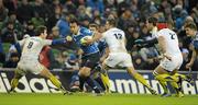 18 December 2010; Isa Nacewa, Leinster, breaks through the tackle of Morgan Parra, ASM Clermont Auvergne. Heineken Cup, Pool 2, Round 4, Leinster v ASM Clermont Auvergne, Aviva Stadium, Lansdowne Road, Dublin. Picture credit: Brendan Moran / SPORTSFILE