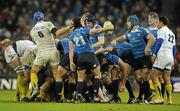 18 December 2010; Isaac Boss, Leinster, has his scrum cap held by Julien Bonnaire, ASM Clermont Auvergne. Heineken Cup, Pool 2, Round 4, Leinster v ASM Clermont Auvergne, Aviva Stadium, Lansdowne Road, Dublin. Picture credit: Brendan Moran / SPORTSFILE