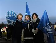 1 January 2011; Leinster supporters, from left, Jean Doyle, from Ballsbridge, Dublin, with Sarah and Liz Meaney, from Ballinteer, Dublin, at the Leinster v Connacht, Celtic League match, RDS, Ballsbridge, Dublin. Picture credit: Stephen McCarthy / SPORTSFILE