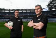 9 September 2016; Former Mayo manager James Horan, right, and former Dublin player Ray Cosgrove were in Croke Park in Dublin today to announce details on the EirGrid Digital Clock Competition launch. EirGrid, the Official Timing Sponsor of Croke Park, are giving one club in each province the chance to win a digital clock and scoreboard. To enter please log onto www.eirgridgroup.com/eirgrid-time-is-now and submit 200 words as to why your club deserves this prize.  Photo by Ramsey Cardy/Sportsfile