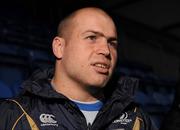 10 January 2011; Leinster's Richardt Strauss speaking during a media briefing ahead of their Heineken Cup, Pool 2, Round 5, game against Saracens on Saturday. Leinster Rugby Squad Media Briefing, Donnybrook Stadium, Donnybrook, Dublin. Picture credit: Barry Cregg / SPORTSFILE