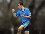 12 January 2011; Jamie Gonoud, St Joseph’s Rochfortbridge, celebrates at the final whistle. Leinster Colleges Senior Football A Championship Round 1, Franciscan College Gormanston v St Joseph’s Rochfortbridge, Franciscan College, Gormanston, Co. Meath. Picture credit: Matt Browne / SPORTSFILE