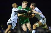 10 September 2016; Eóin Griffin of Connacht is tackled by Eli Walker and Tyler Ardron of Ospreys during the Guinness PRO12 Round 2 match between Connacht and Ospreys at the Sportsground in Galway. Photo by Ray Ryan/Sportsfile