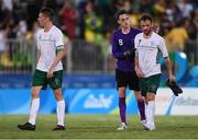 10 September 2016; Ireland players from left to right Luke Evans, Aron Tier and Gary Messett after defeat to Brazil in the Men's Football 7-a-side Pool A Preliminiaries at Deodoro Stadium during the Rio 2016 Paralympic Games in Rio de Janeiro, Brazil. Photo by Sportsfile