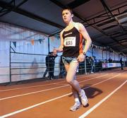 15 January 2011; James Treanor, Shercock AC, Co. Cavan, on his way to winning the Junior Men's 3km Walk during the Woodie’s DIY National Junior Indoor Track & Field Championships. Nenagh Indoor Arena, Nenagh, Co. Tipperary. Photo by Sportsfile