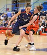 16 January 2010; Iris Samaniego Marthinez, DCU Mercy, is fouled by Louise Gray, 11890 Killester. 2011 Basketball Ireland Women's Superleague Cup Semi-Final, DCU Mercy v 11890 Killester, Neptune Stadium, Cork. Picture credit: Brendan Moran / SPORTSFILE