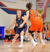 16 January 2010; Sarah Woods, DCU Mercy, in action against Alison Maguire, 11890 Killester. 2011 Basketball Ireland Women's Superleague Cup Semi-Final, DCU Mercy v 11890 Killester, Neptune Stadium, Cork. Picture credit: Brendan Moran / SPORTSFILE