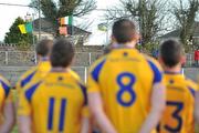 16 January 2011; The Roscommon team observe a minute's silence for the late Michaela McAreavey. FBD Connacht League, Roscommon v Leitrim, Elphin GAA Grounds, Elphin, Co. Roscommon. Picture credit: David Maher / SPORTSFILE