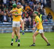 10 September 2016; Meath players from left to right, Sean McGrath, David Reilly and Ronan Ryan, celebrate after the Bord Gáis Energy GAA Hurling All-Ireland U21 Championship B Final match between Meath and Mayo at Semple Stadium in Thurles, Co Tipperary. Photo by Ray McManus/Sportsfile