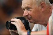 13 September 2016; John Eaglesham, father of Phillip Eaglesham of Ireland, takes some images as Phillip competes in the Mixed 10m Air Rifle Prone SH2 Qualifier at the Olympic Shooting Centre during the Rio 2016 Paralympic Games in Rio de Janeiro, Brazil. Photo by Diarmuid Greene/Sportsfile