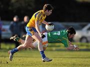 16 January 2011; Barry Prior, Leitrim, in action against Fintan Cregg, Roscommon. FBD Connacht League, Roscommon v Leitrim, Elphin GAA Grounds, Elphin, Co. Roscommon. Picture credit: David Maher / SPORTSFILE