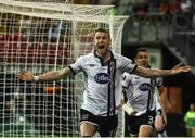 15 September 2016; Ciaran Kilduff of Dundalk celebrates after scoring his side's first goal  during the UEFA Europa League Group D match between AZ Alkmaar and Dundalk at AZ Stadion in Alkmaar, Netherlands. Photo by David Maher/Sportsfile