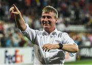 15 September 2016; Stephen Kenny, manager of Dundalk, celebrates at the end of the UEFA Europa League Group D match between AZ Alkmaar and Dundalk at AZ Stadion in Alkmaar, Netherlands. Photo by David Maher/Sportsfile