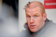 19 January 2011; Munster's Paul O'Connell speaking during a press conference ahead of their Heineken Cup, Pool 3, Round 6, game against London Irish on Saturday. Munster Rugby Press Conference, Cork Institute of Technology, Bishopstown, Cork. Picture credit: Diarmuid Greene / SPORTSFILE