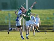 19 January 2011; Cathal Doohan, St Flannan’s College, in action against Tom Condon, St Colman’s College. Dr. Harty Cup Quarter-Final, St Flannan’s College, Ennis v St Colman’s College, Fermoy, Dr. Mannix Gaelic Sports Field, Charleville, Co. Cork. Picture credit: Diarmuid Greene / SPORTSFILE