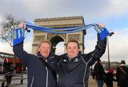 21 January 2011; Leinster supporters Niall and Paul Dowling, from Firhouse, Dublin, at the Arc de Triomphe ahead of the Racing Metro 92 v Leinster match. Heineken Cup Pool 2 Round 6, Racing Metro 92 v Leinster, Stade Olympique Yves du Manoir, Antony, France. Picture credit: Stephen McCarthy / SPORTSFILE