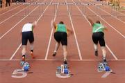 22 January 2011; A general view of the Men's 60m Hurdles. AAI Games & Senior, Junior & Masters Combined Events, Nenagh Indoor Arena, Nenagh, Co. Tipperary. Picture credit: Brendan Moran / SPORTSFILE