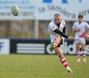 22 January 2011; Ian Humphreys, Ulster Rugby, kicks a penalty. Heineken Cup Pool 4 Round 6, Aironi Rugby v Ulster Rugby, Stadio Luigi Zaffanella, Aironi, Italy. Picture credit: Oliver McVeigh / SPORTSFILE