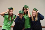 18 September 2016; Republic of Ireland players from left Ruesha Littlejohn, Sophie Perry, Fiona O'Sullivan and Meabh De Burca, during a Women's National Team Caps presentation at the Castleknock Hotel in Castleknock, Dublin. Photo by Matt Browne/Sportsfile