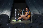 20 September 2016; Captains from all 6 TG4 All Ireland finalists assembled in Croke Park today to urge supporters to travel to the TG4 All Ireland finals and help set a new attendance record at the TG4 All Ireland Finals of over 33,000. Antrim will take on Longford in the TG4 Junior Final at 11:45am with Kildare meeting Clare in the TG4 Intermediate Final at 1:45pm. Cork will defend their TG4 Senior All- Ireland title against Dublin at 4pm with the Rebellettes hoping to make it 6 Brendan Martin Cups in a row and join Kerry as the most successful county in the history of the game with 11 All Irelands. Pictured in attendance at the event in Croke Park is Laurie Ryan of Clare with the Mary Quinn Memorial Cup. Photo by Brendan Moran/Sportsfile