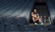 20 September 2016; Captains from all 6 TG4 All Ireland finalists assembled in Croke Park today to urge supporters to travel to the TG4 All Ireland finals and help set a new attendance record at the TG4 All Ireland Finals of over 33,000. Antrim will take on Longford in the TG4 Junior Final at 11:45am with Kildare meeting Clare in the TG4 Intermediate Final at 1:45pm. Cork will defend their TG4 Senior All- Ireland title against Dublin at 4pm with the Rebellettes hoping to make it 6 Brendan Martin Cups in a row and join Kerry as the most successful county in the history of the game with 11 All Irelands. Pictured in attendance at the event in Croke Park is Laurie Ryan of Clare with the Mary Quinn Memorial Cup. Photo by Brendan Moran/Sportsfile
