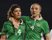 20 September 2016; Republic of Ireland teammates Fiona O'Sullivan, left, and Louise Quinn walk off the pitch after a 1-0 loss to Portugal in the UEFA Women's Championship Qualifier match between Republic of Ireland and Portugal at Tallaght Stadium in Tallaght, Co. Dublin. Photo by Cody Glenn/Sportsfile