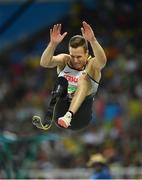 17 September 2016; Markus Rehm of Germany in action during the Men's Long Jump T44 Final at the Olympic Stadium, where he won gold with a Paralympic Record jump of 8.21meters, during the Rio 2016 Paralympic Games in Rio de Janeiro, Brazil. Photo by Diarmuid Greene/Sportsfile