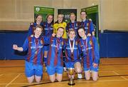 29 January 2011; The UL team celebrate with the cup after victory over IT Sligo. Womens Soccer Colleges Association of Ireland National Futsal Final, University of Limerick, Limerick. Picture credit: Diarmuid Greene / SPORTSFILE