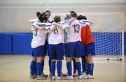 29 January 2011; The IT Sligo team gather together in a huddle before the final. Womens Soccer Colleges Association of Ireland National Futsal Final, University of Limerick, Limerick. Picture credit: Diarmuid Greene / SPORTSFILE