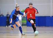 29 January 2011; Aileen O'Leary, UCC, in action against Julie-Ann Russell, UL. Group 1 Qualifier, Womens Soccer Colleges Association of Ireland National Futsal Finals, University of Limerick, Limerick. Picture credit: Diarmuid Greene / SPORTSFILE