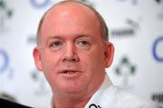 1 February 2011; Ireland head coach Declan Kidney speaking to the media during a squad announcement ahead of their RBS Six Nations Rugby Championship game against Italy on Saturday. Ireland Rugby Team Announcement, Fitzpatrick's Castle Hotel, Killiney, Co. Dublin. Picture credit: Barry Cregg / SPORTSFILE