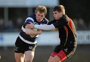 2 February 2011; Brian Murphy, Cresent Comprehensive College, is tackled by Andrew O'Byrne, Ardscoil Rís. Avonmore Milk Munster Schools Senior Cup Round 1, Ardscoil Rís v Cresent Comprehensive College, Garryowen RFC, Dooradoyle, Limerick. Picture credit: Stephen McCarthy / SPORTSFILE