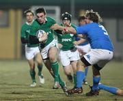 4 February 2011; Andrew Boyle, Ireland, in action against Piermaria Leso, Italy. U20 Six Nations Rugby Championship, Italy v Ireland, Parma, Italy. Picture credit: Roberto Bregani / SPORTSFILE