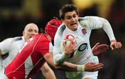 4 February 2011; England's Toby Flood is tackled by Dan Lydiate, Wales. RBS Six Nations Rugby Championship, Wales v England, Millennium Stadium, Cardiff, Wales. Picture credit: Phil Mingo / SPORTSFILE