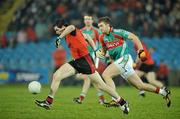 5 February 2011; Kevin McKernan, Down, in action against Aidan O'Shea, Mayo. Allianz Football League Division 1 Round 1, Mayo v Down, McHale Park, Castlebar, Co. Mayo. Picture credit: David Maher / SPORTSFILE