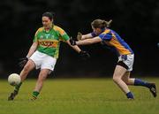 6 February 2011; Linda Cronin, Kerry, in action against Jennifer Grant, Tipperary. Bord Gais Energy Ladies National Football League Division 2 Round 1, Kerry v Tipperary. Páirc Pheadair Uí Chochláin, Beaufort, Co. Kerry. Picture credit: Stephen McCarthy / SPORTSFILE