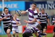 6 February 2011; Cillian Burke, Clongowes Wood College SJ, is tackled by Tim Schmidt, Terenure College. Powerade Leinster Schools Junior Cup First Round, Clongowes Wood College SJ v Terenure College, Donnybrook Stadium, Donnybrook, Dublin. Picture credit: Ray Lohan / SPORTSFILE