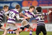 6 February 2011; Colm Mulcahy, Clongowes Wood College SJ, in action against Adam Trimble, 11, Terenure College. Powerade Leinster Schools Junior Cup First Round, Clongowes Wood College SJ v Terenure College, Donnybrook Stadium, Donnybrook, Dublin. Picture credit: Ray Lohan / SPORTSFILE