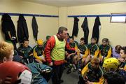 6 February 2011; Manager Cillian Farrell speaks to the Meath players before leaving the dressing room for the game. Kehoe Cup Final, Wicklow v Meath, Pearse Park, Arklow, Co. Wicklow. Picture credit: Ray McManus / SPORTSFILE