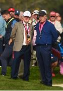 30 September 2016; JP McManus, left, and Dermot Desmond look on during the morning Foursomes Matches between Rory McIlroy and Andy Sullivan of Europe and Phil Mickelson and Rickie Fowler of USA at The 2016 Ryder Cup Matches at the Hazeltine National Golf Club in Chaska, Minnesota, USA. Photo by Ramsey Cardy/Sportsfile