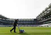1 October 2016; Groundsman Enda Colfer lines the pitch ahead of the GAA Football All-Ireland Senior Championship Final Replay match between Dublin and Mayo at Croke Park in Dublin. Photo by Eóin Noonan/Sportsfile